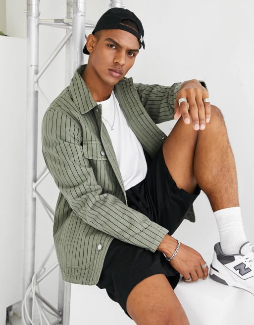 Carhartt WIP – Trade Michigan – Set in Grün mit Nadelstreifen