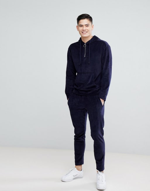 Chándal de velour en azul Man ASOS