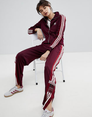 Chaqueta de chándal y pantalones de chándal con botones de presión en  granate Adibreak de adidas Originalas | ASOS