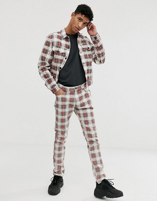 Cheap Monday check denim co-ord in red