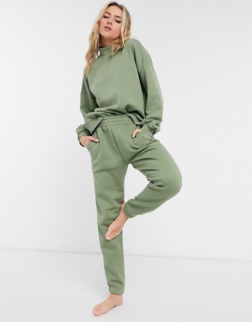 Chelsea Peers jersey oversized lounge sweat in sage green - MGREEN