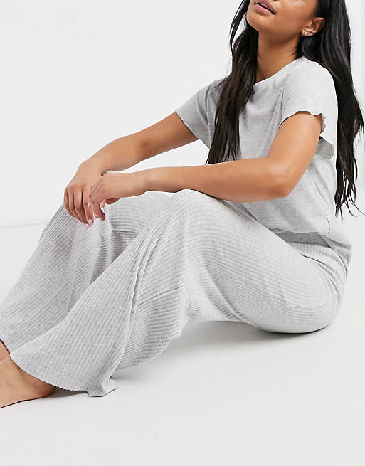 Chelsea Peers eco soft jersey rib lounge set in gray