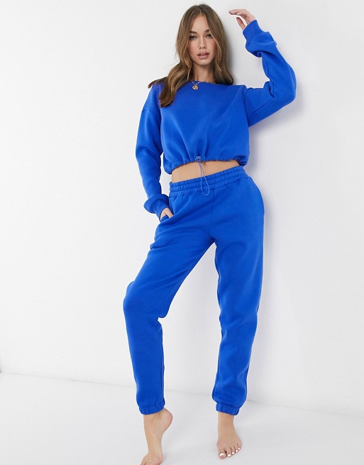 Chelsea Peers Exclusive organic cotton heavy weight lounge jogger in bright blue