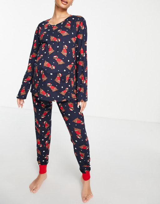 Chelsea Peers Maternity Christmas cockapoo dog pajamas and sock set | ASOS