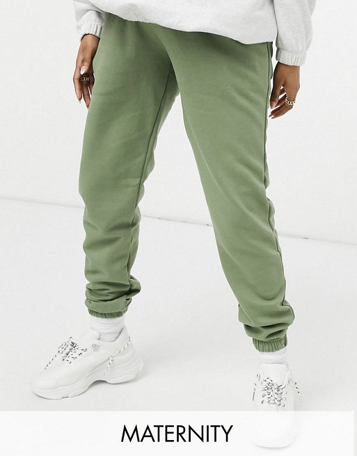 Chelsea Peers Maternity jersey lounge joggers in sage green - MGREEN