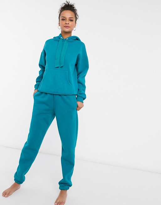 Chelsea Peers organic cotton heavy weight lounge jogger in teal