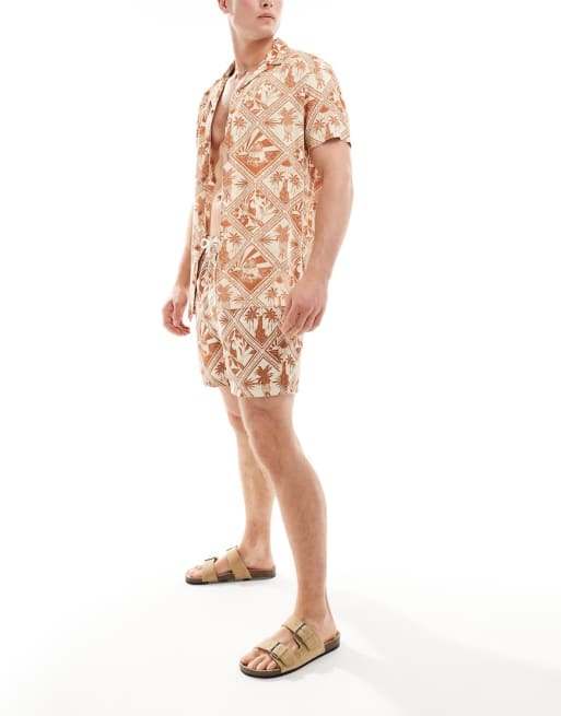 Chelsea Peers - Strand co-ord set met tropische tegelprint
