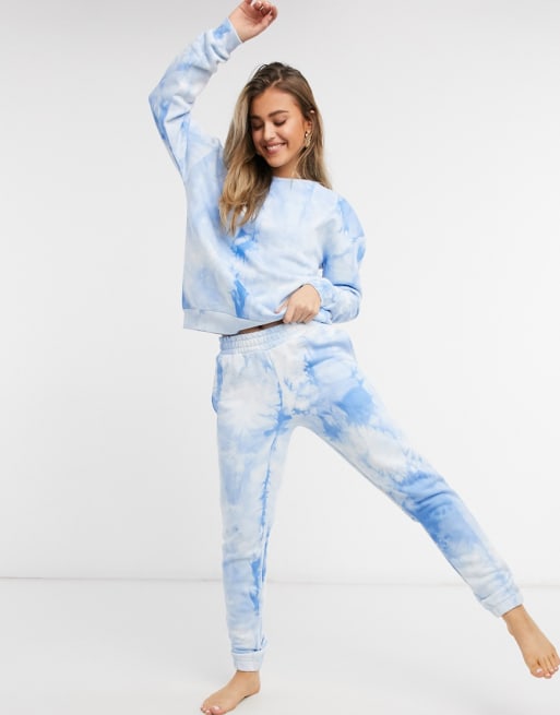 Chelsea Peers tie dye lounge set in blue ASOS