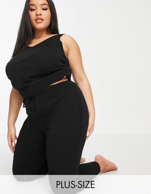 Chi Chi London Plus lounge cardi co-ord in black