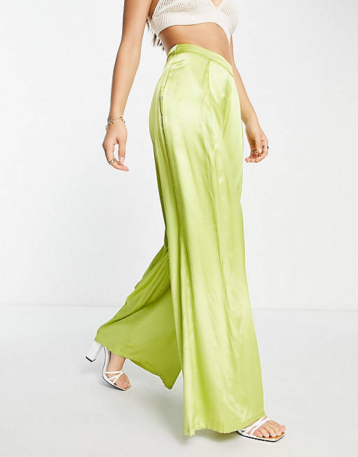 Collective the Label crop top and pants in lime green - part of a set