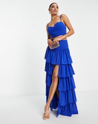 Collective the Label crop top and skirt co-ord in cobalt