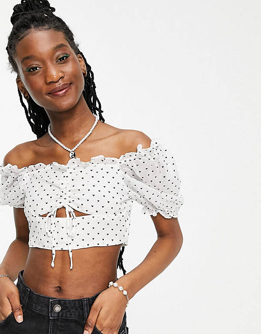 Collective the Label cut out tie crop top and mini skirt co-ord in mono mini hea