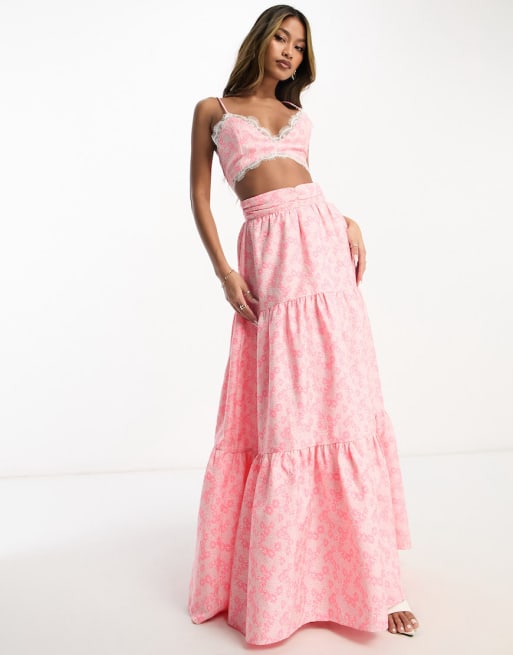 Collective the Label exclusive bralet and maxi skirt co ord in pink