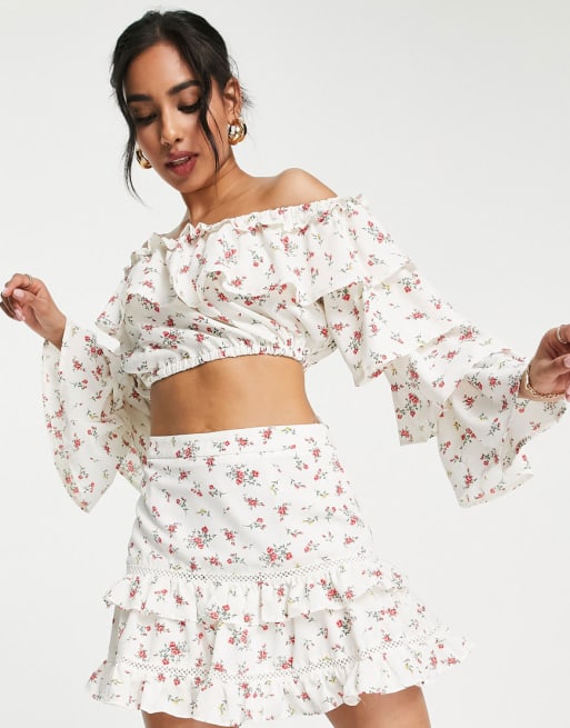 Crop top with ruffle skirt sale