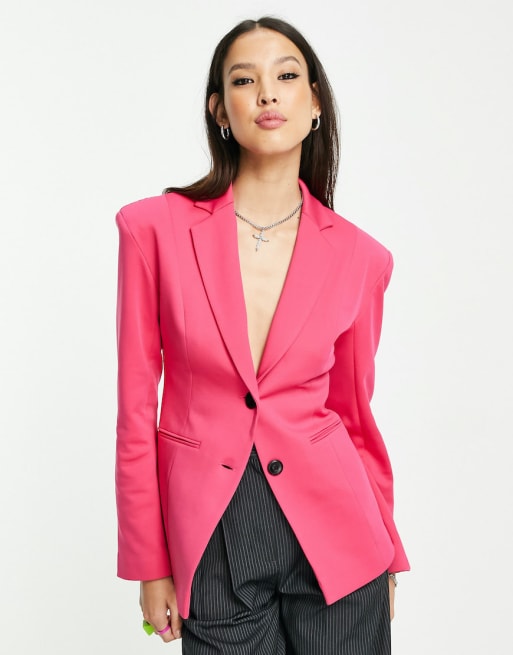 COLLUSION blazer with nipped in waist & super slim flare in pink