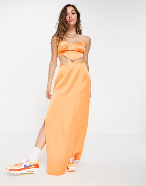 COLLUSION - Co-ord set met maxi-sliprok in jaren 90-stijl in oranje