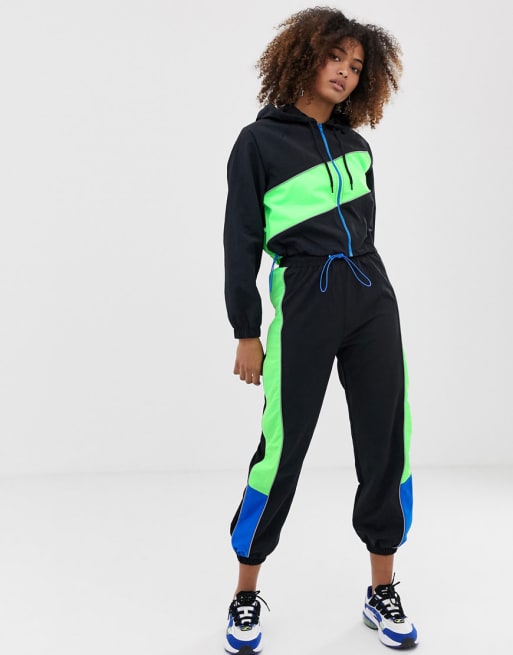 Color block sweat suit on sale