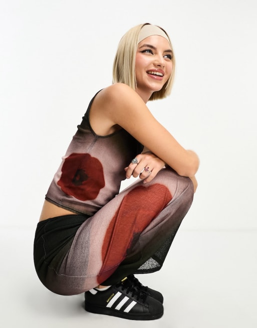 COLLUSION - Coordinato con canotta con scollo a barchetta e gonna lunga con stampa floreale multicolore
