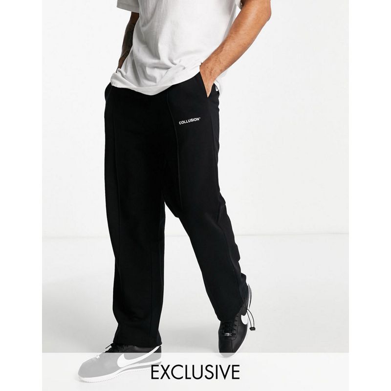  Uomo COLLUSION - Coordinato nero con camicia in tessuto scuba e joggers eleganti