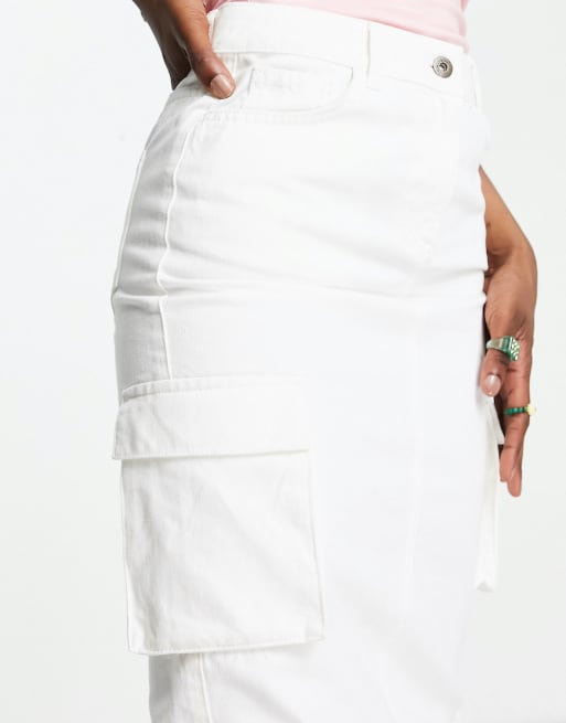 COLLUSION denim corset top co-ord in white