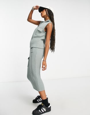 Ensemble Tenue JUSTICE - Débardeur + Pantalon Capri Taille 10 - Coton, Rayé - Occasion
