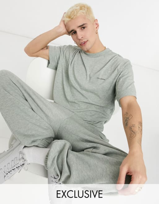 COLLUSION - Ensemble t-shirt, sweat à capuche et jogger - Vert chiné