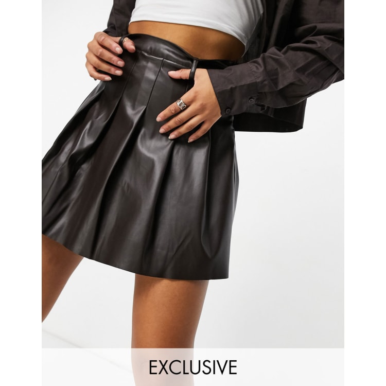 Asos faux on sale leather pleated skirt