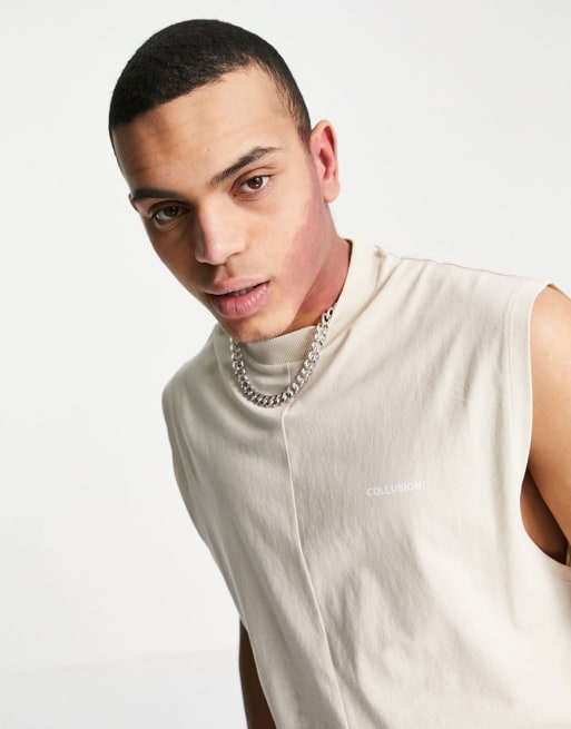 COLLUSION - Hemdje en oversized short van polytricot in kiezelkleur