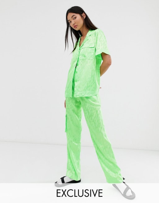 COLLUSION neon camo jacquard print two-piece