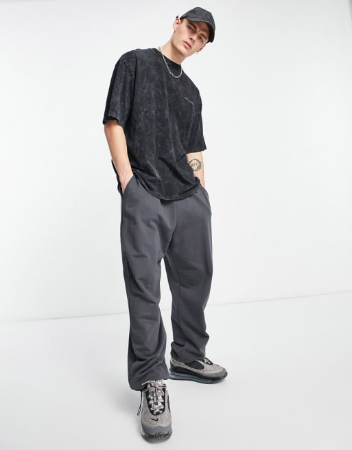 COLLUSION – Oversize-T-Shirt und Jogginghose mit Acid-Waschung in Anthrazit
