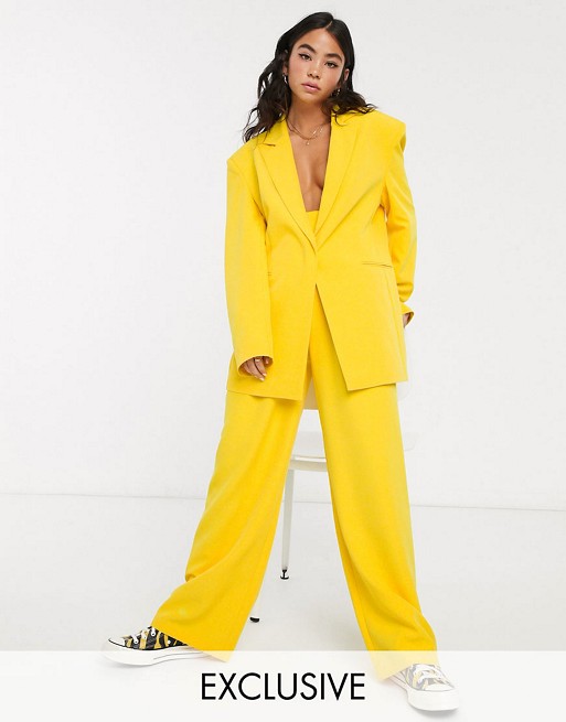 COLLUSION oversized blazer in yellow & trousers