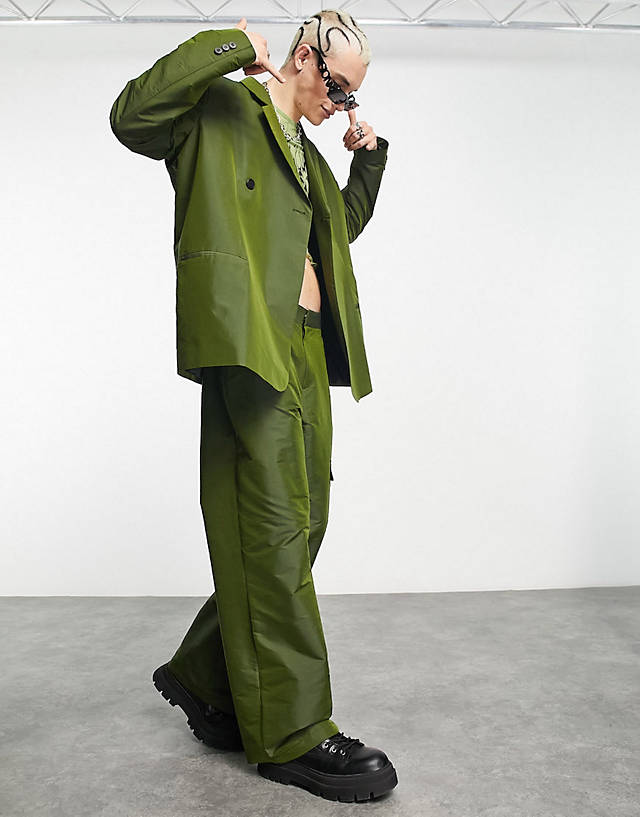 Collusion - oversized blazer & straight trousers in khaki co-ord