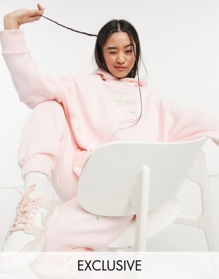 COLLUSION oversized weekender hoodie & sweatpants in pale