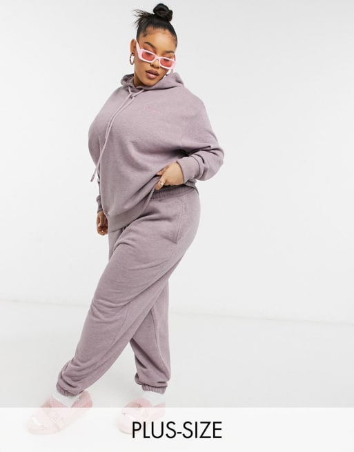 COLLUSION Plus oversized hoodie & sweatpants set in overdye heather purple