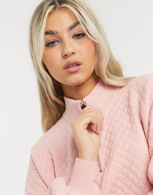 COLLUSION quilted knit sweater & sweatpants set in light pink | ASOS