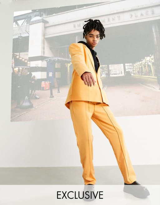 COLLUSION Unisex colour flood blazer & trousers in orange