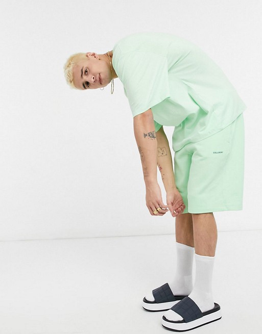 COLLUSION oversized t-shirt in green co-ord