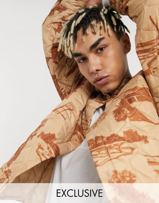 COLLUSION Unisex quilted shirt & sweatpants set in skate print