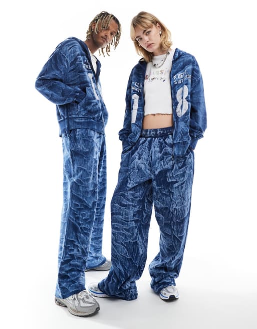 COLLUSION Unisex relaxed skate sweatpants and hoodie set in blue | ASOS