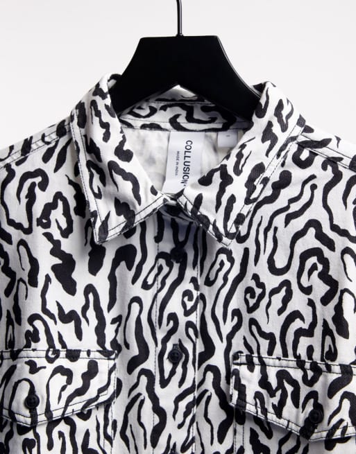 COLLUSION Unisex trackies in animal print co-ord with shacket