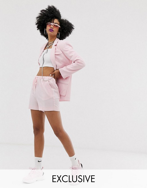 COLLUSION utility blazer and shorts co-ord