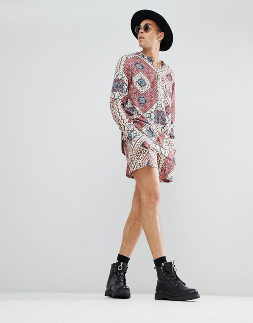 Conjunto a rayas en color piedra con diseño estilo tapicería de ASOS DESIGN