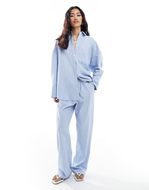 Conjunto azul de camisa y pantalones de pernera ancha con cordón ajustable de 4th & Reckless