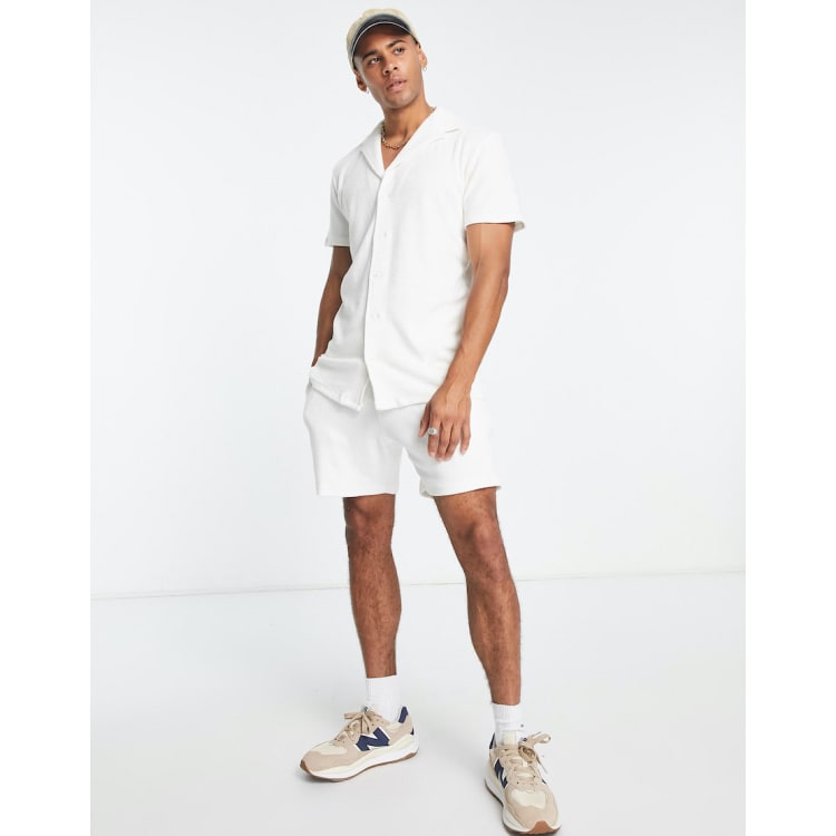 Huesos Cortos Pantalones Cortos Blanco Hueso De Tejido De Rizo De New