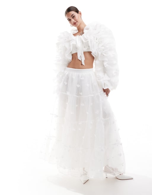 Conjunto color marfil de bolero, top y falda larga con diseño floral de perlas Dream de Sister Jane