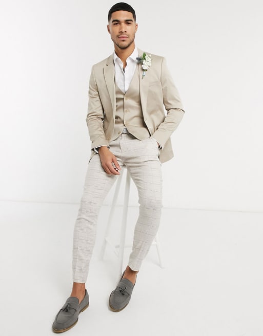 Conjunto de dos piezas ajustado de algodón en color piedra de ASOS DESIGN wedding