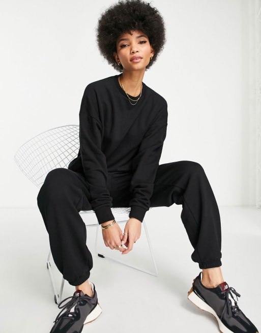Conjunto de estar por casa negro con etiqueta del logo de mezcla de algodón de Chelsea Peers Tall