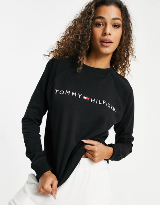 Sudadera negra de estar por casa de algodón de Tommy Hilfiger - BLACK