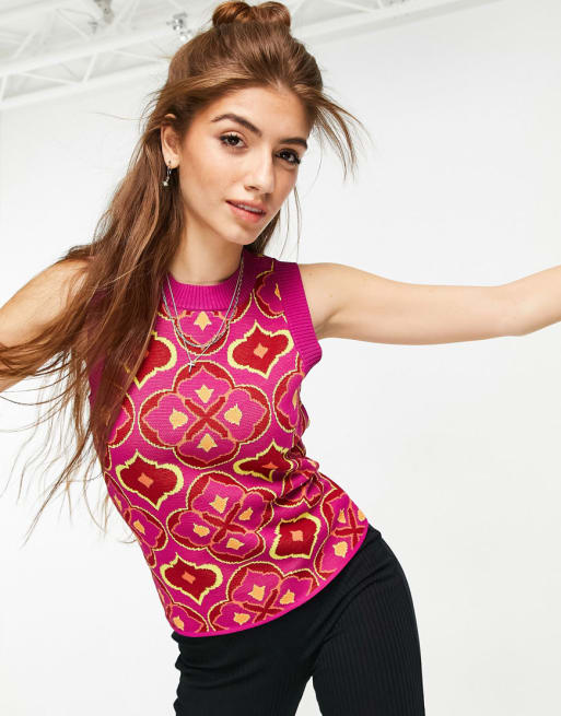 Conjunto de falda midi y top de tirantes con estampado geométrico de punto Jasmine de Never Fully Dressed 