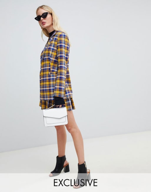Conjunto de falda y americana extragrande con diseño a cuadros de UNIQUE21